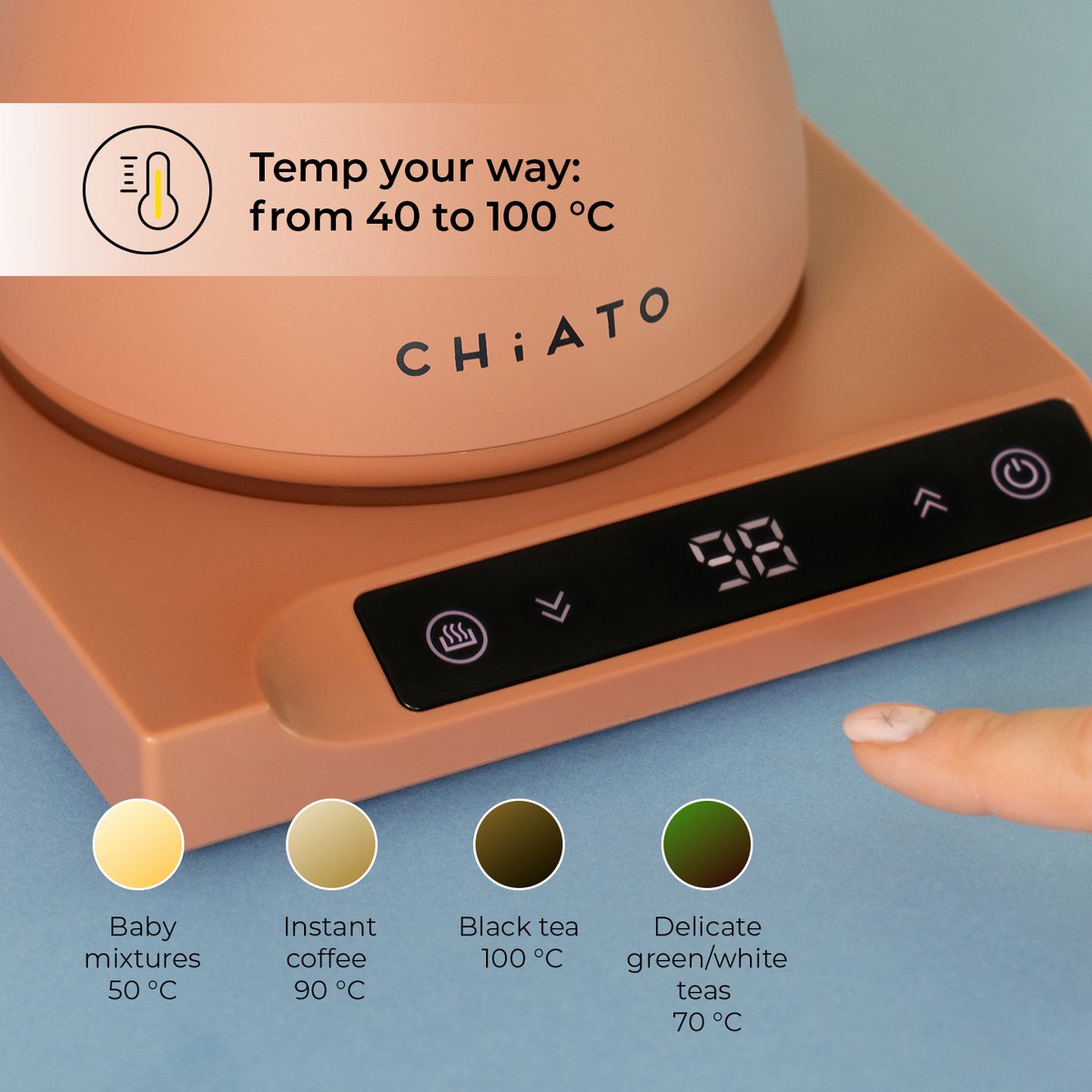 CHiATO flowPLAY Gooseneck Elektrische waterkoker, 0,6 l - Terracotta