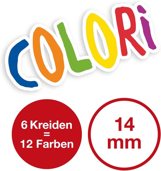 Waskrijt Duo Kleuren - Kleurpotloden - Creatief Tekenen - Dubbele Kleuren Krijtjes - 14mm Dik - 12 Kleuren — afbeelding 2