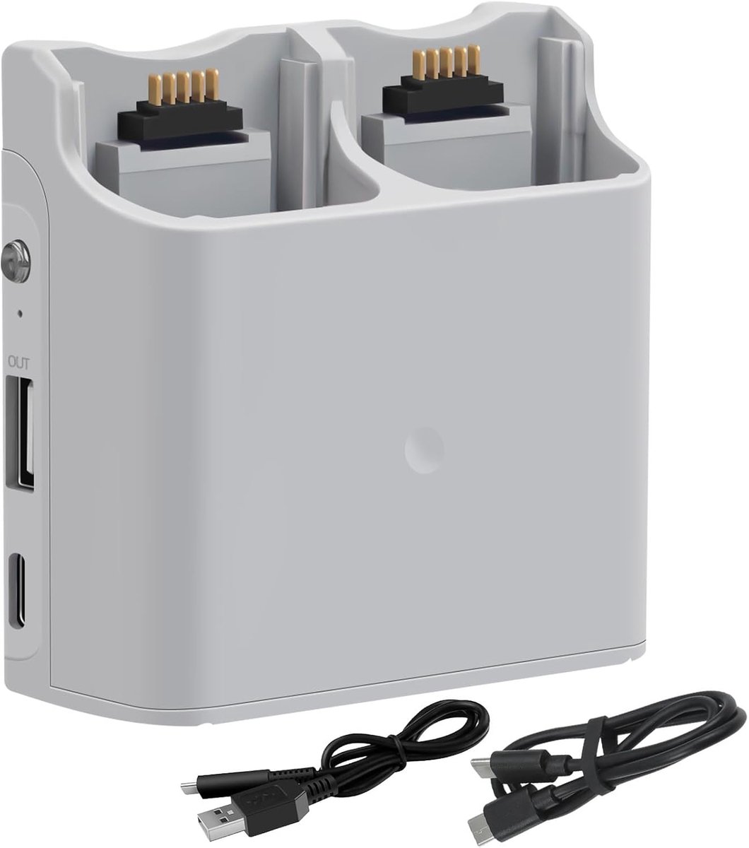 Batterijlader Hub - Dubbele Oplader - Drone Accu's - Opslaglading Functie - 3.3 x 7.6 x 7.4 cm