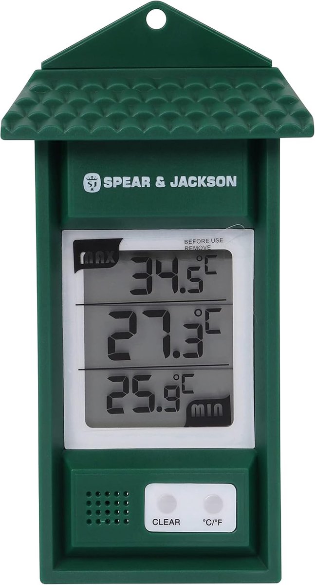 Digitale Buitenthermometer - Min Max Meter - Weer Buiten - Dubbele Weergave - 15 x 8 x 29 cm - Groen