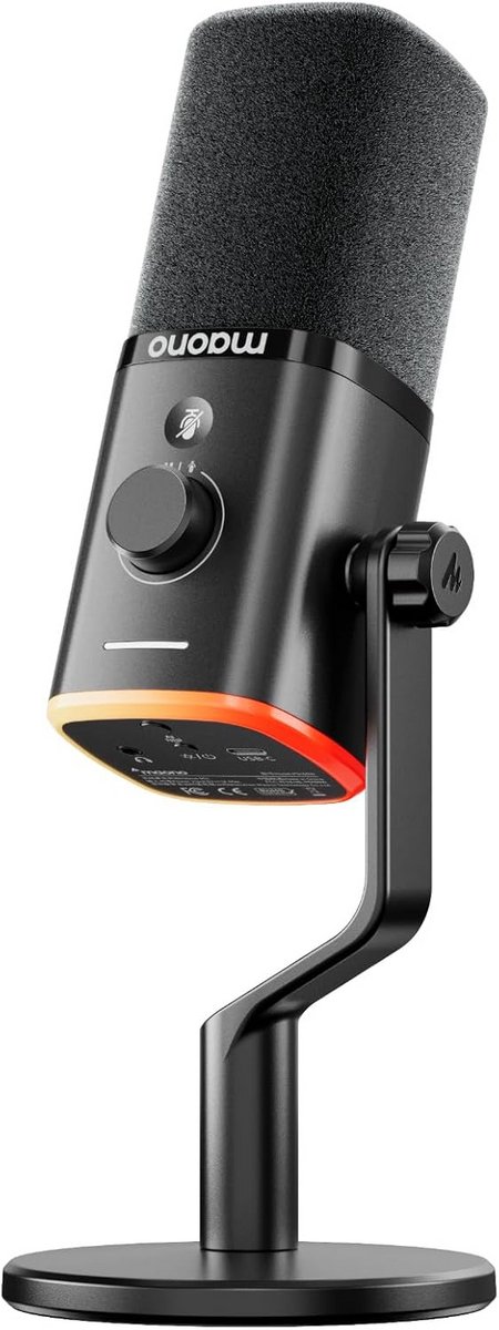 Draadloze Microfoon - Tafelmicrofoon USB-C - Gaming Streaming Vergadering - 7-laags Geluidsonderdrukking - 18.4 x 18 x 9.1 cm - Zwart