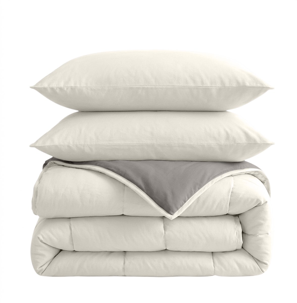 Sleeptime 2 in 1 Omkeerbare Dekbed - Dekbed zonder Overtrek Inclusief Kussenslopen - 200x200 - Creme/Kaki