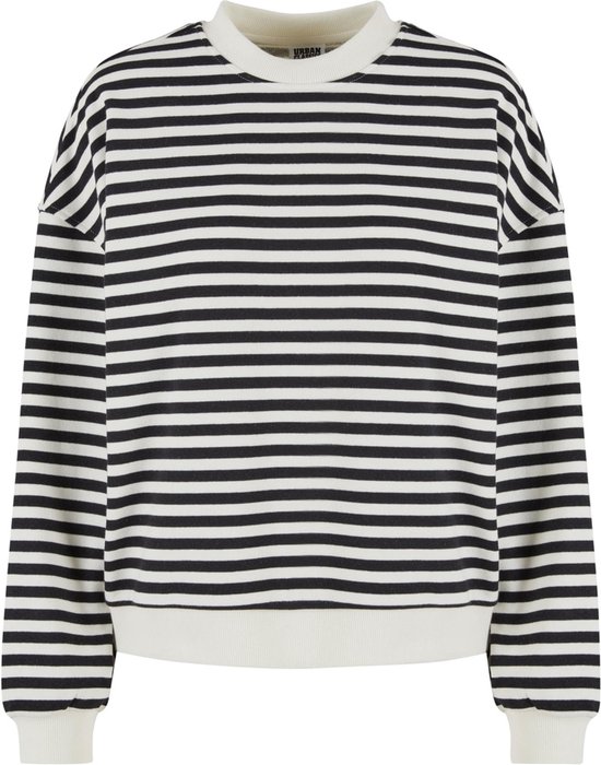 Urban Classics - Oversized Striped Crewneck sweater/trui - XXL - Zwart/Beige