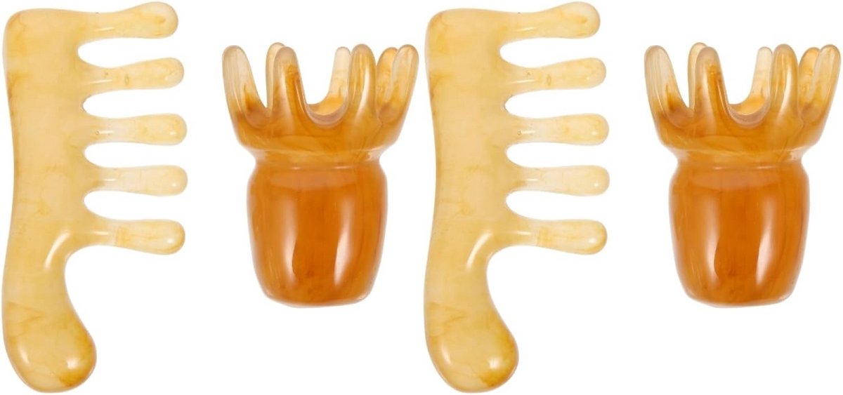 Massage Kam Set - Gua Sha Steen - Hoofdhuid Ontspanning - Antistatisch Ontwerp - 10 cm - Kaki