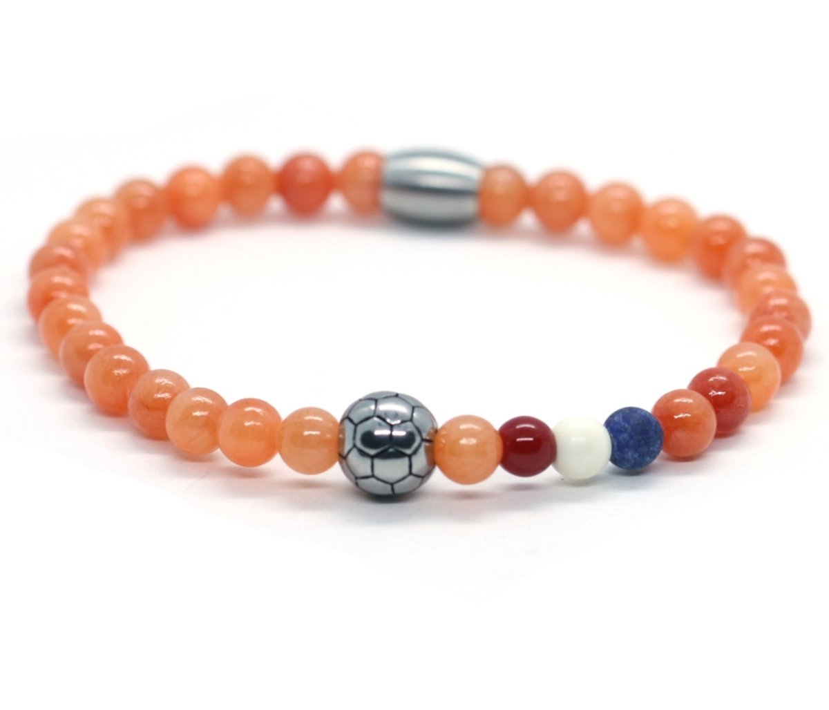 IbizaMen - Heren - armband - voetbal - RVS - ORANJE - Nederlands elftal - WK 2026 - 6mm - 18cm