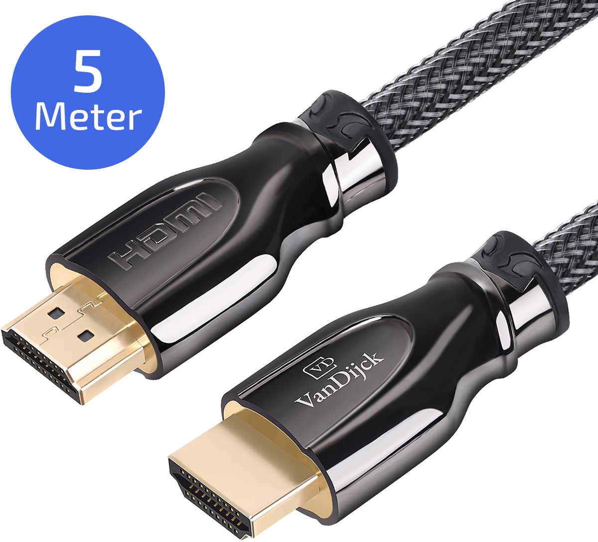 VanDijck HDMI Kabel 2.0 – 5 Meter – 4K 60Hz – Zwart