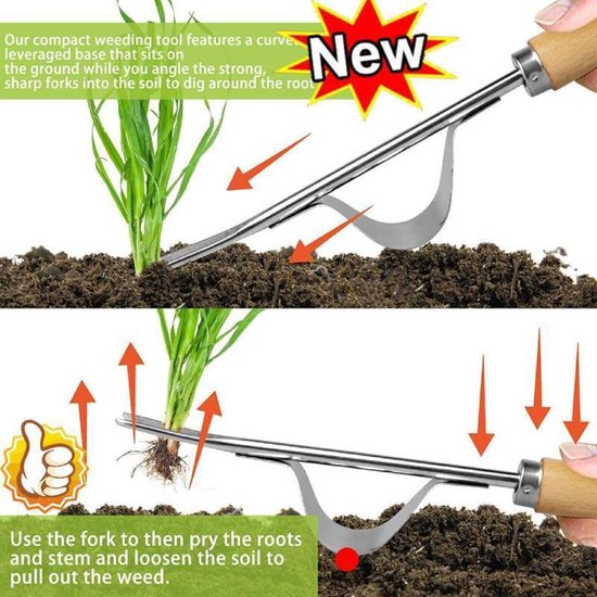 Handwiedergereedschap - Grasverwijderaar - Tuinonderhoud - Roestvrijstalen Ontwerp - 32 cm Lengte - Zilver van Merkloos	 — afbeelding 2