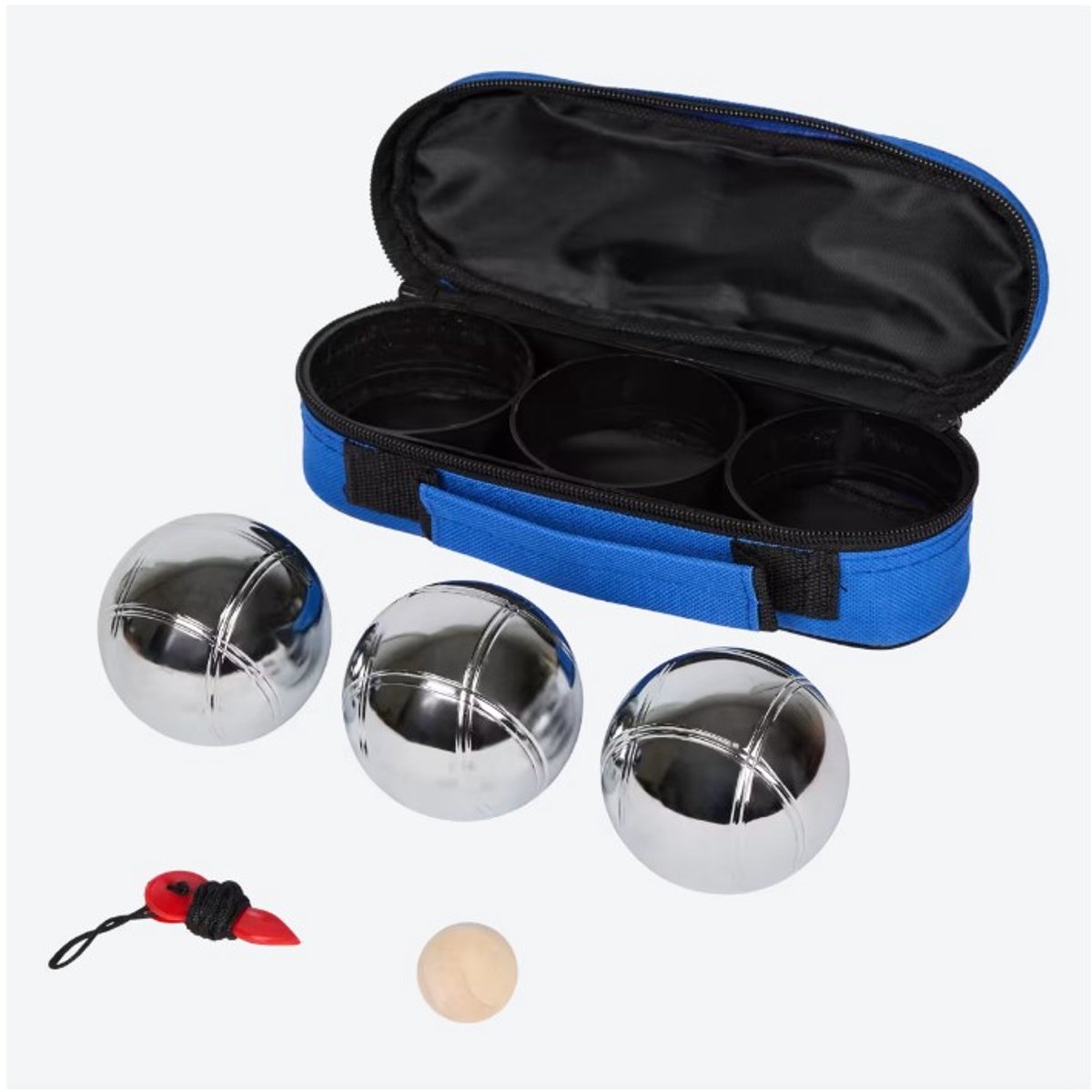 Jeu de boules set - 3 ballen - houten doelballetje - Meetlint