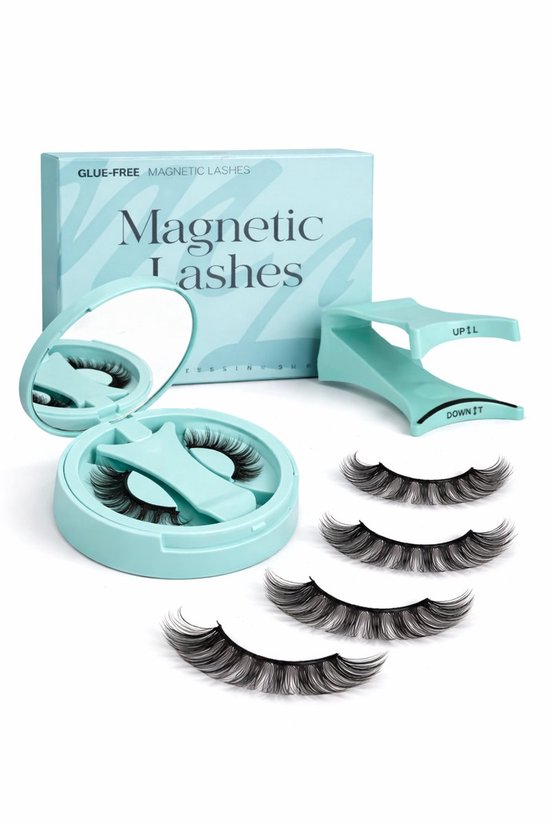 Ensemble de Cils 3D Magnétiques – Faux Cils Réutilisables Sans Colle – Cils Magnétiques Waterproof avec Applicateur et Ensemble de Voyage – 4 Cils Artificiels