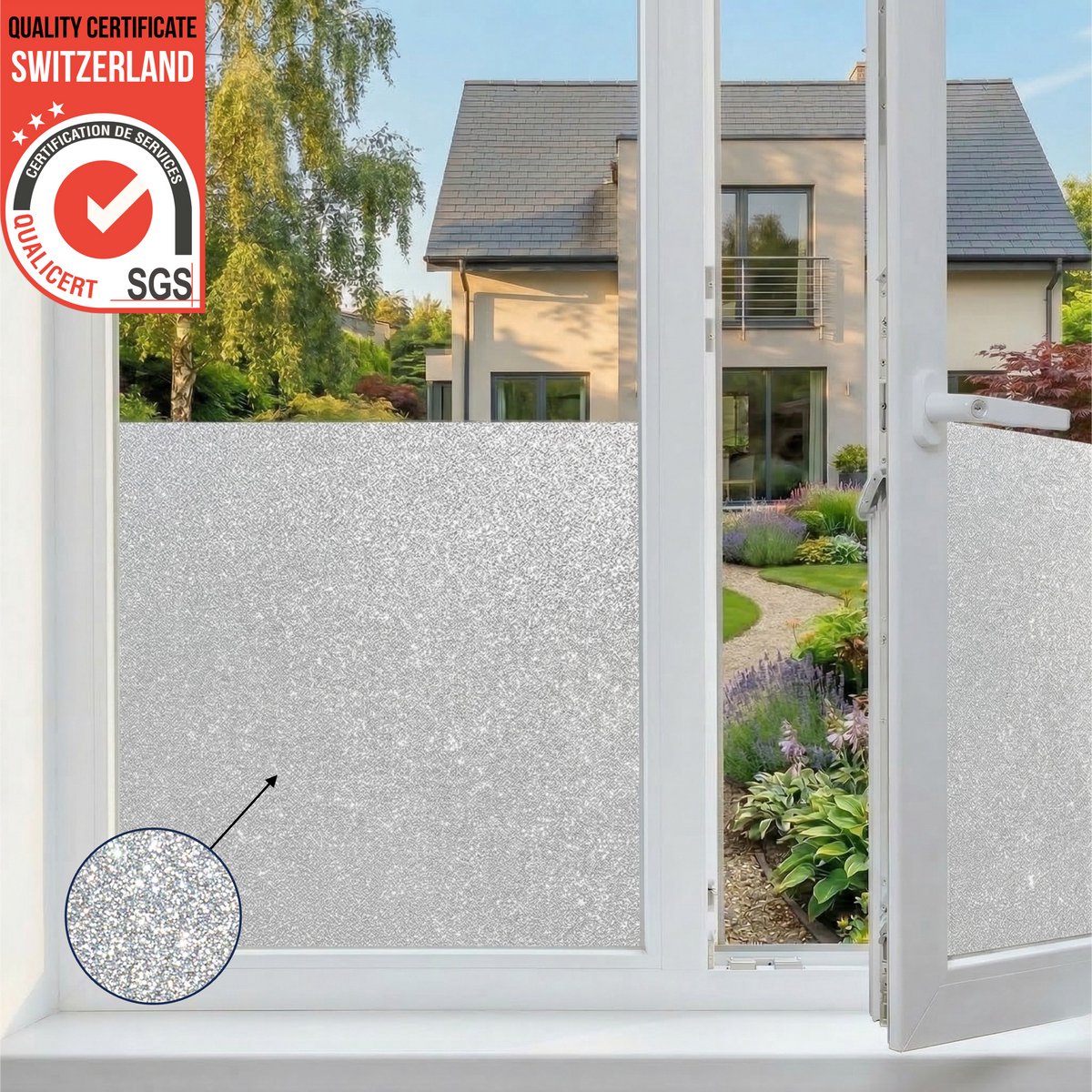 Homewell Raamfolie HR++ 60x200cm - Isolerend & Zonwerend - Anti inkijk - Statisch - Glitter