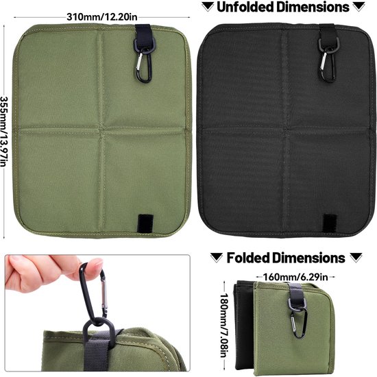 2 stuks Opvouwbaar Zitmatje - zitmatten voor backpacken - Opvouwbaar zitkussen voor buiten - Met karabijnhaak - Vochtbestendige mat - Draagbaar en waterdicht - Verdikte Oxford-stof - Geschikt voor wandelen - kamperen en gebruik in de tuin — afbeelding 2
