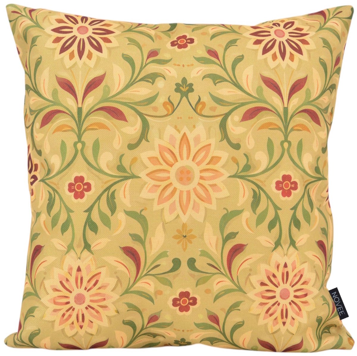 NOVÉE Sierkussen Vintage Bloom Groen | 45x45 cm | Katoen/Linnen