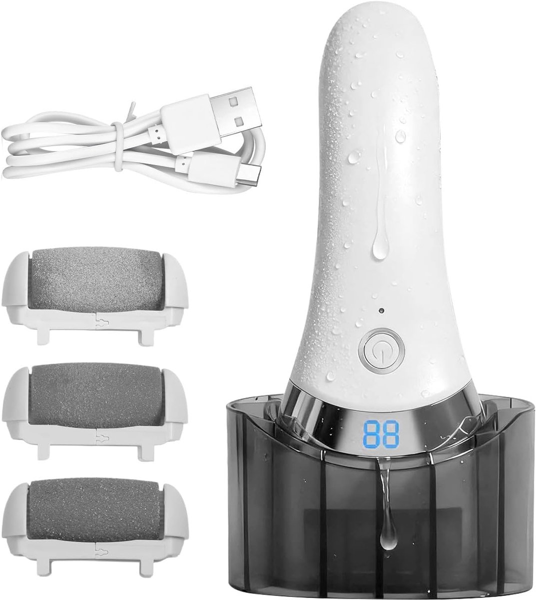 Voet Eeltverwijderaar - Pedicure Set - Huid Verzorging - Met 3 Opzetstukken - 16x5x3cm