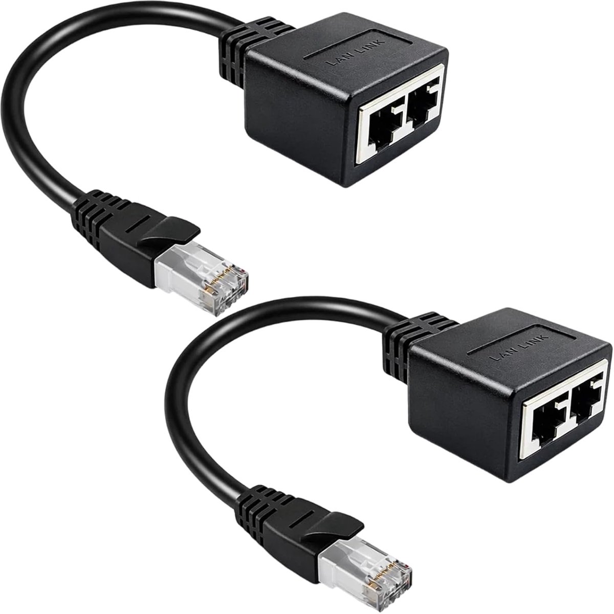 Netwerk Splitter - Ethernet Adapter - Netwerk Uitbreiding - 1 naar 2 Poorten - Flexibel Kabel - Zwart