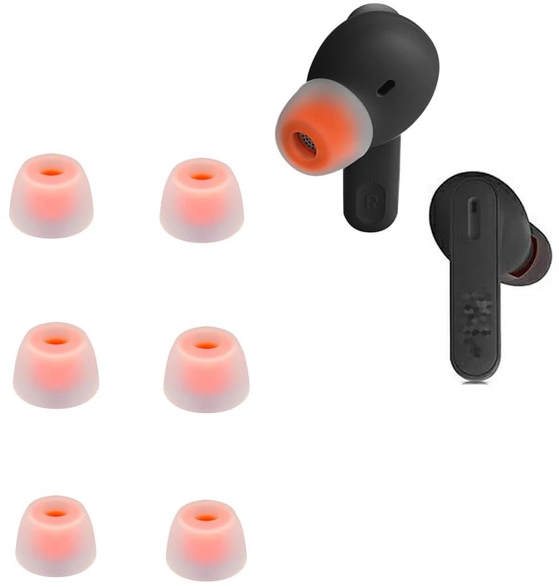 Allecto - Vervangende Oordopjes - Siliconen - 6 Stuks - Wit - Koptelefoon Accessoires - Oordopjes - JBL Tune 230 NC TWS - JBL Live Pro Plus - Gesch...
