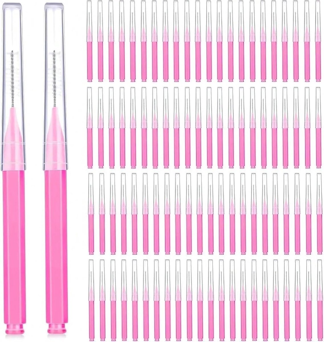 Interdentale Borsteltjes - Tandragers Flosssticks - Mondhygiëne Tanden Reinigen - 100 Stuks Verpakking - Roze