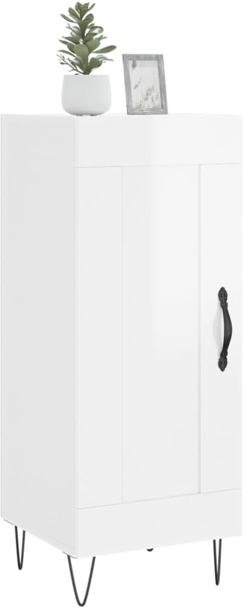 Smal Dressoir - Opbergkast Laag - Hal Keuken Slaapkamer - Flexibele Deur - 34x34x90 cm - Wit Hoogglans