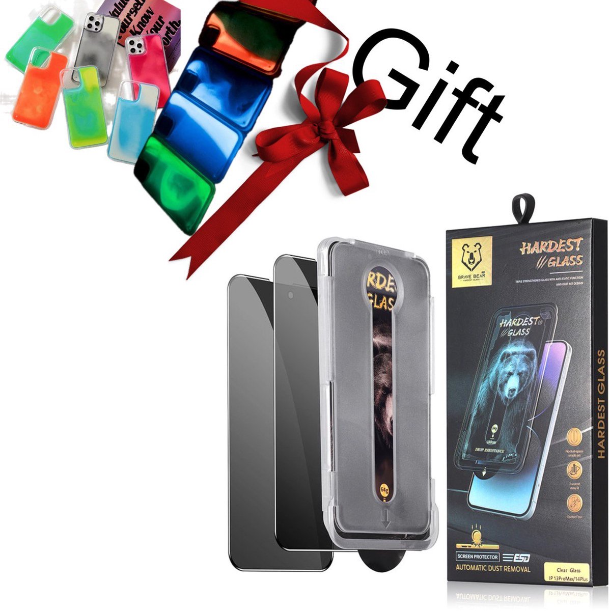 BRAVE BEAR 2X Second Paste Box privacy Tempered Glass for iPhone 16 plus Dust Removal Chamber Anti-spy Anti-scratch Screen Protector