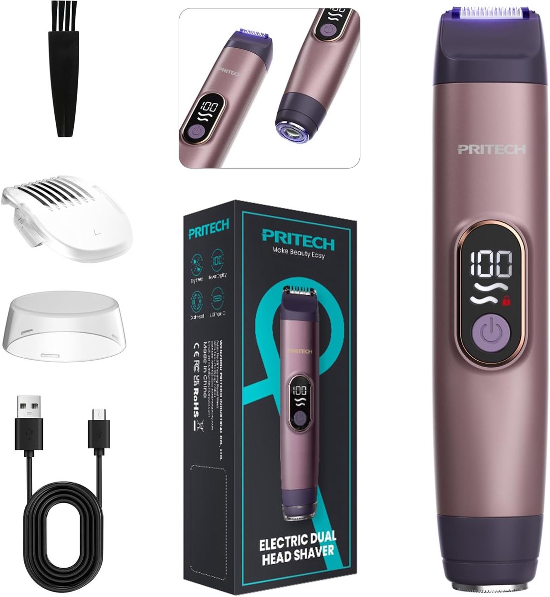 Intiem scheerapparaat - Dames scheerapparaat - Gladde huid - Dubbele scheerkop - USB-C opladen - Paars