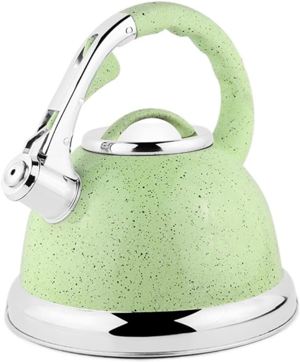 Theeketel Fluitketel - Kookplaat Waterkoker - Snel Water Koken - Hoorbaar Fluitje - 3.5 Liter Inhoud - Groen