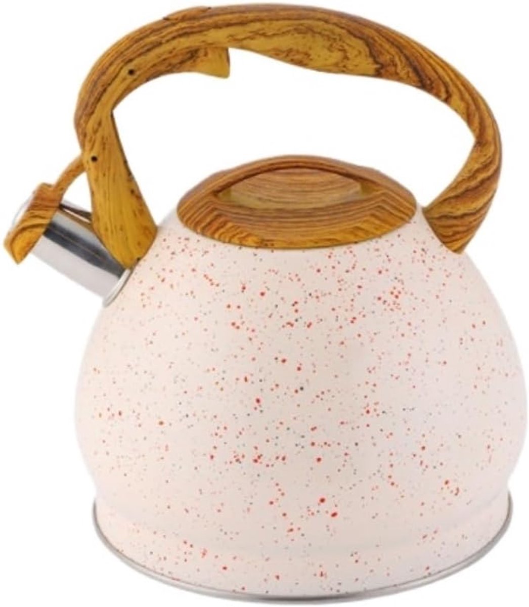 Waterkoker Fluitketel - Theepotketel Kookketel - Koffie Thee Zetten - Snelle Warmtegeleiding - 3.5 Liter - Beige