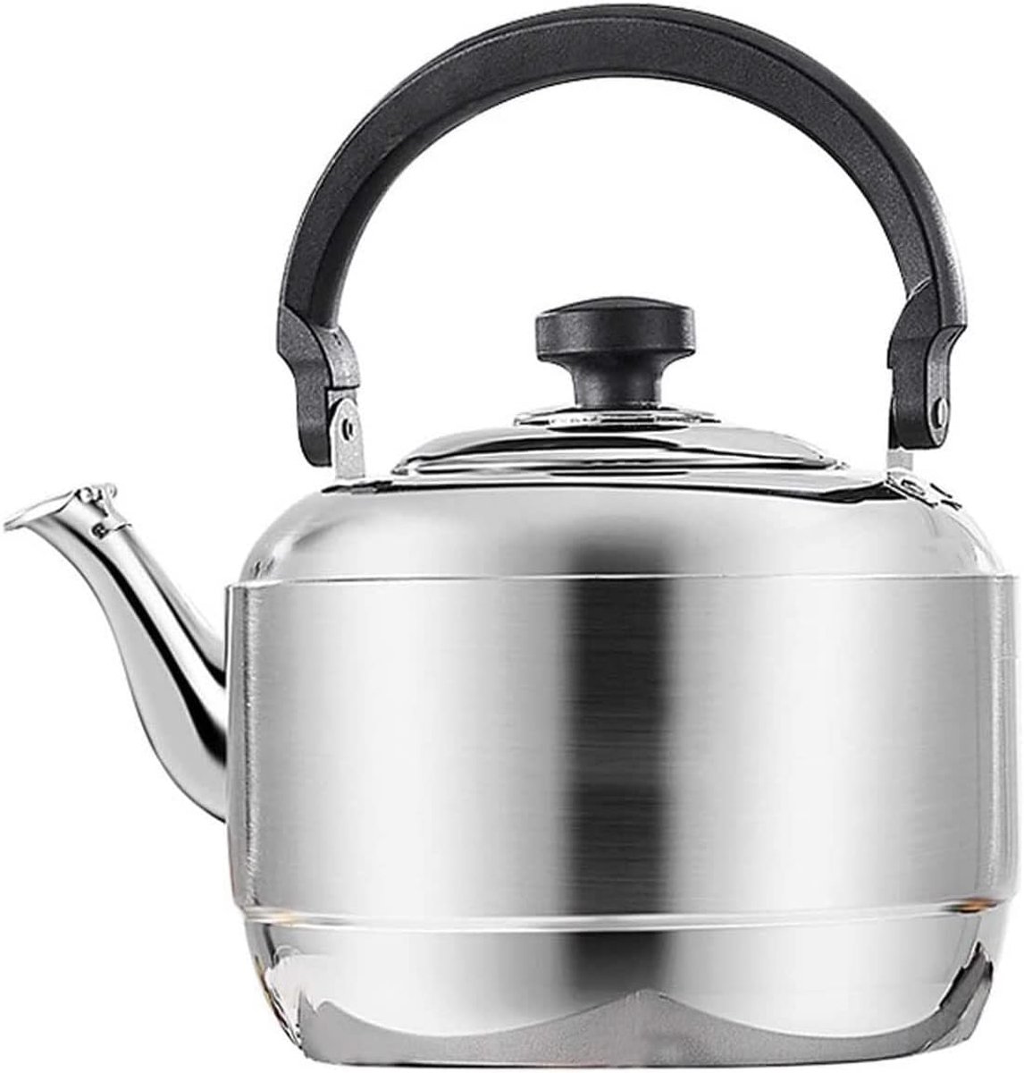 Fluitketel Roestvrijstaal - Waterkoker Theeketel - Koken op Fornuis - Grote Capaciteit - 5 Liter - Zilver