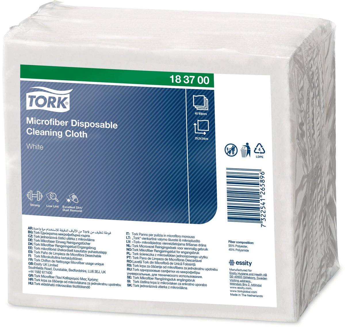 Microvezeldoek tork premium 40 vel wit 183700