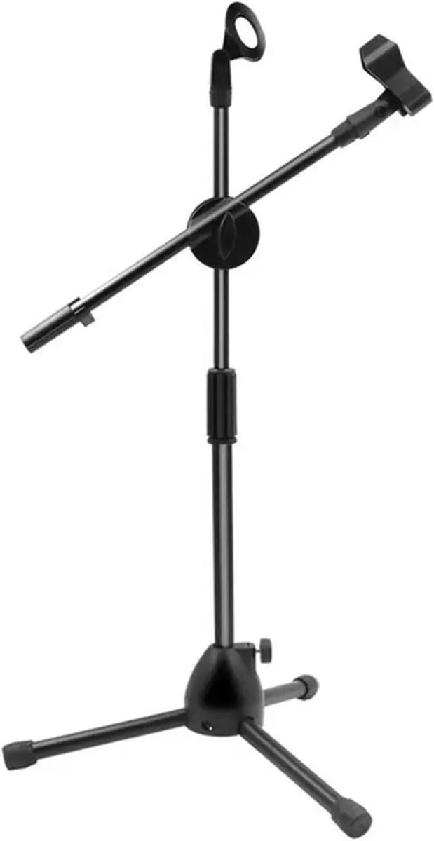 Microfoon Statief - Draaibare Arm - Podium Optredens - Intrekbaar Metaal - 47-80cm Hoogte - Zwart