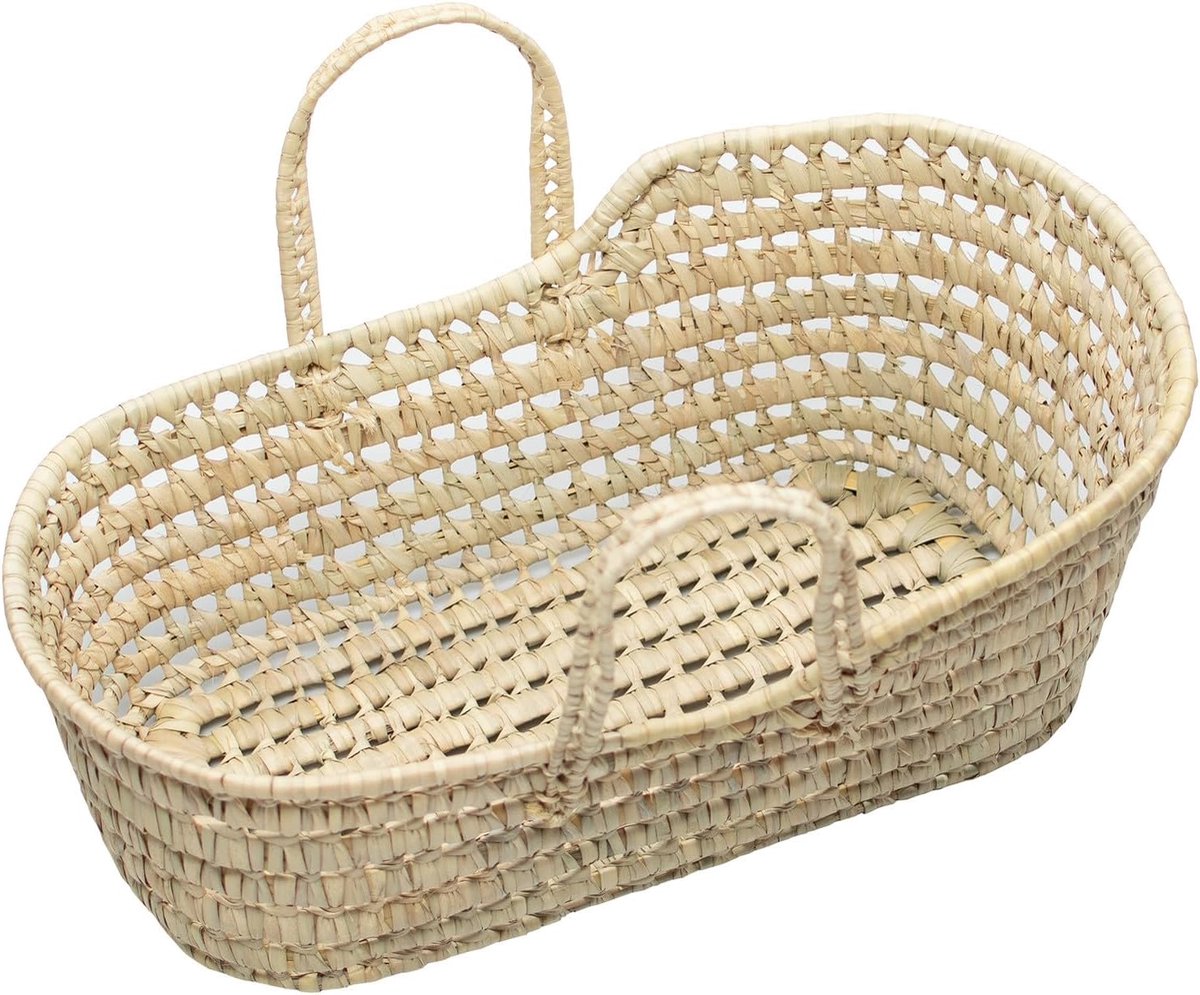 Poppenmand Natuurlijke Vezels - Speelgoedmand Poppenbedje - Imitatiespel Kinderen - Handgemaakt Decoratief - 50 cm Lengte - Beige