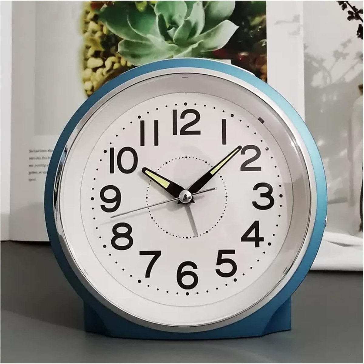 Bureauklok Wekker - Analoge Klok - Stil Wakker Worden - Zacht Nachtlampje - AA Batterij Werking