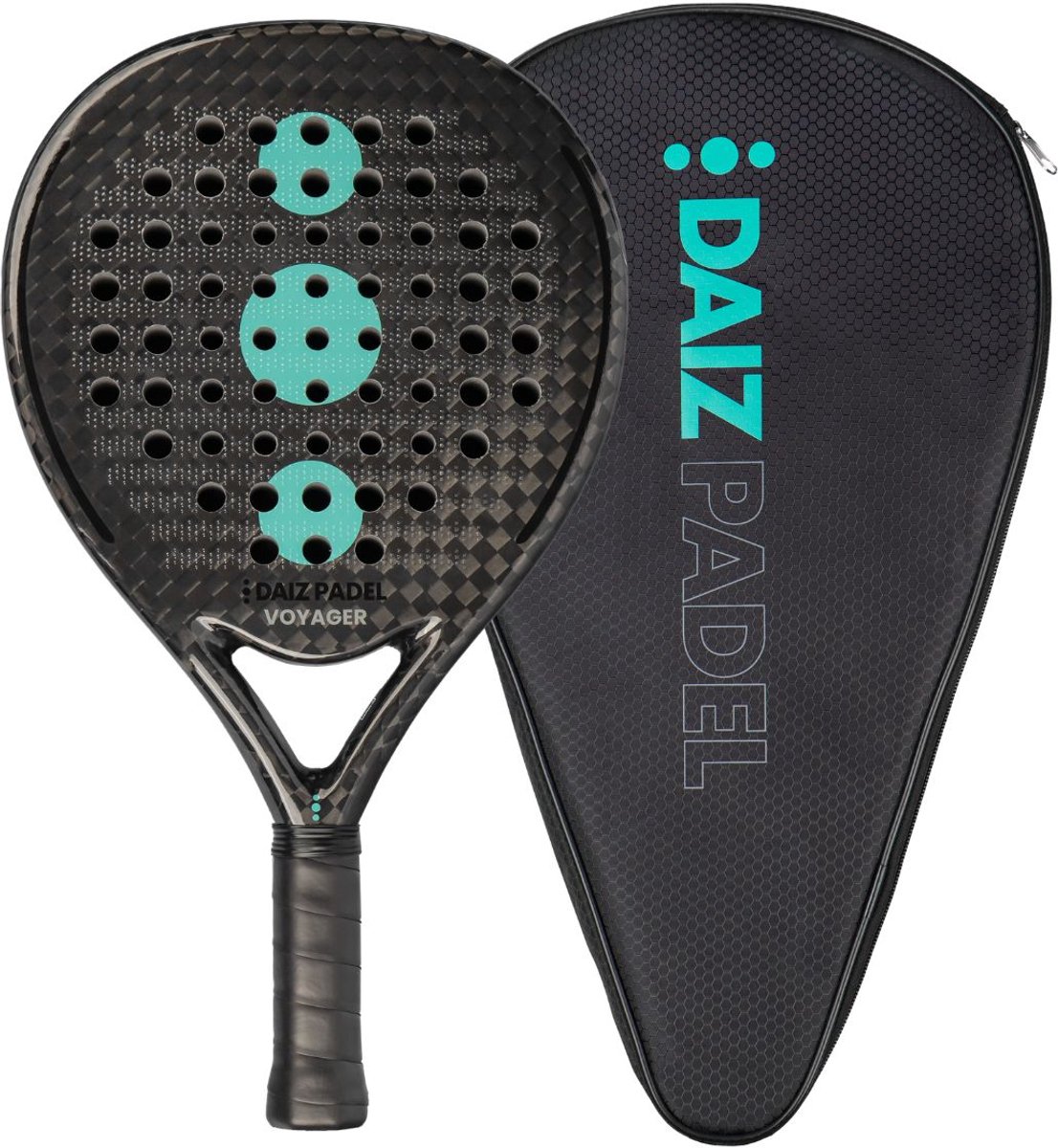 DAIZ PADEL RACKET - Voyager Hybrid - Premium 12K Carbon, Kevlar & 3D Effect - Inclusief Thermo Padeltas & Padel Protector