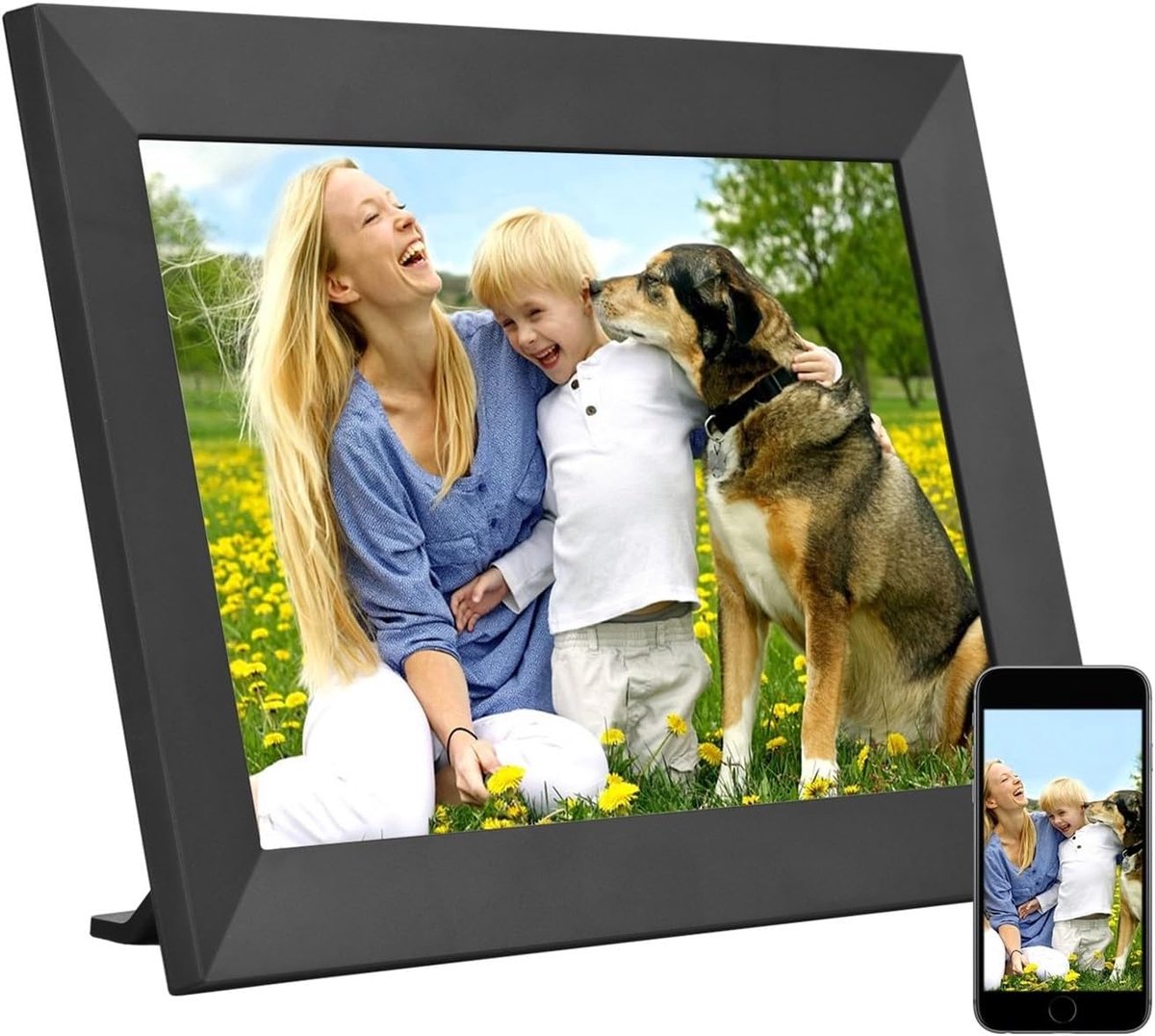 Digitale Fotolijst - Smart WiFi Frame - Foto Video Weergave - HD IPS Touchscreen - 101 Inch Scherm - Zwart