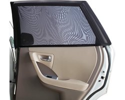 QTTVBTNA – 2 Stuks Zonnescherm Auto Zijruit - Zonwering Auto – Auto Zonnescherm – Zonwering Raam – Ademend en Verkoelend – Universele Pasvorm voor Middelgrote Auto’s en SUV – Beschermt Interieur en Passagiers tegen Zonlicht en Warmte