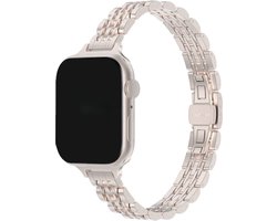 Stravo Slim RVS Schakel bandje voor Apple Watch 46/49/45/44mm (Series 12/11/10/9/8/7/6/5/4, Ultra 4/3/2 & SE) – 7-Link Design – Luxe Dunne Horlogeband – Starlight
