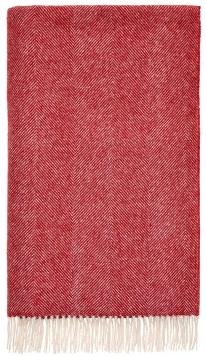 Plaid Visgraat Rood - Shetland Lamswol - 140x185 - Bronte by Moon Scotland