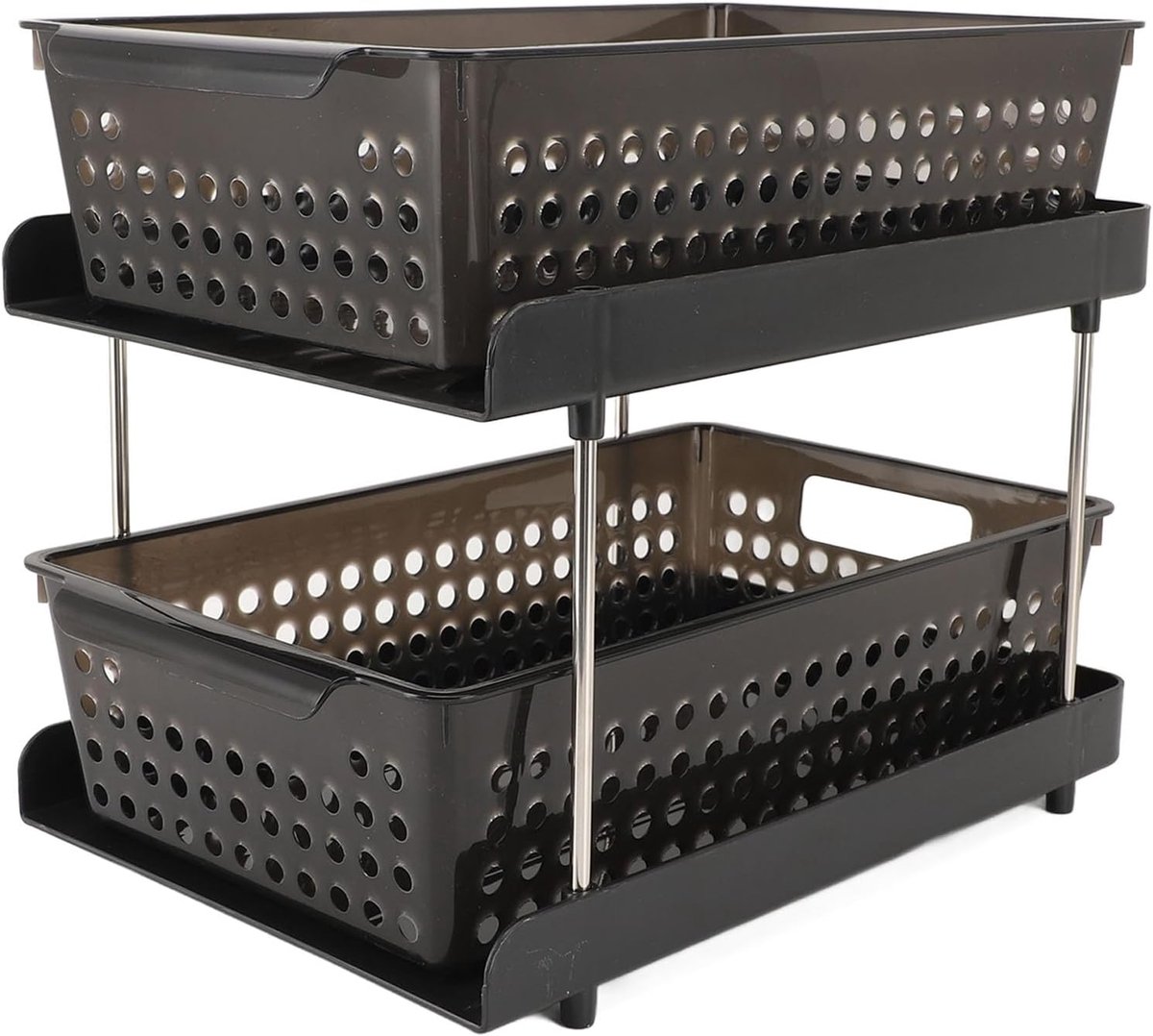 Badkamer Organizer - Opbergmand Lade - Make-up Opbergen - 2 Laags Ontwerp - 22x32x26.5cm - Wit