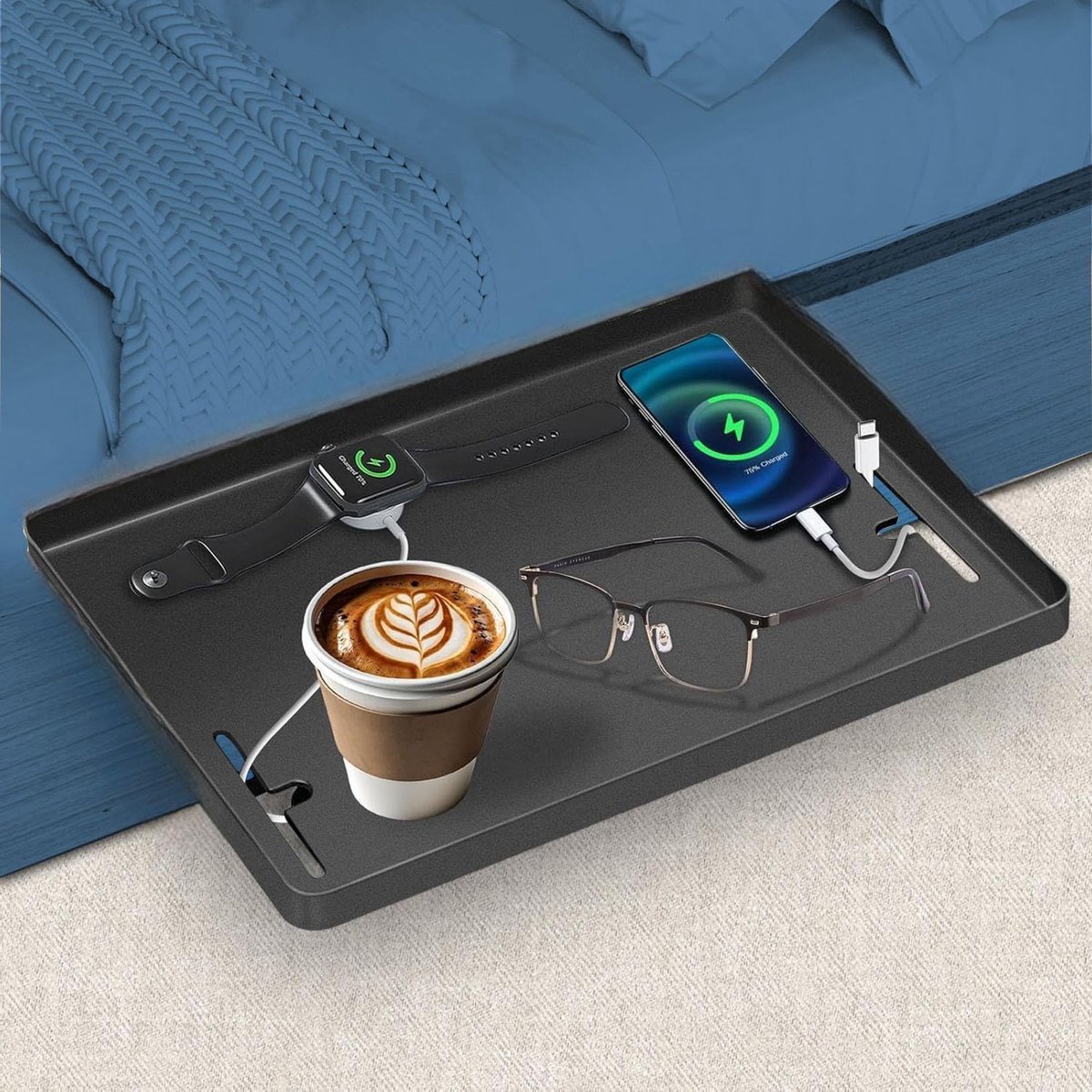Nachtkast Organizer - Bed Plank - Ruimte Besparen - Universele Clip-on - 30x24x4 cm - Zwart