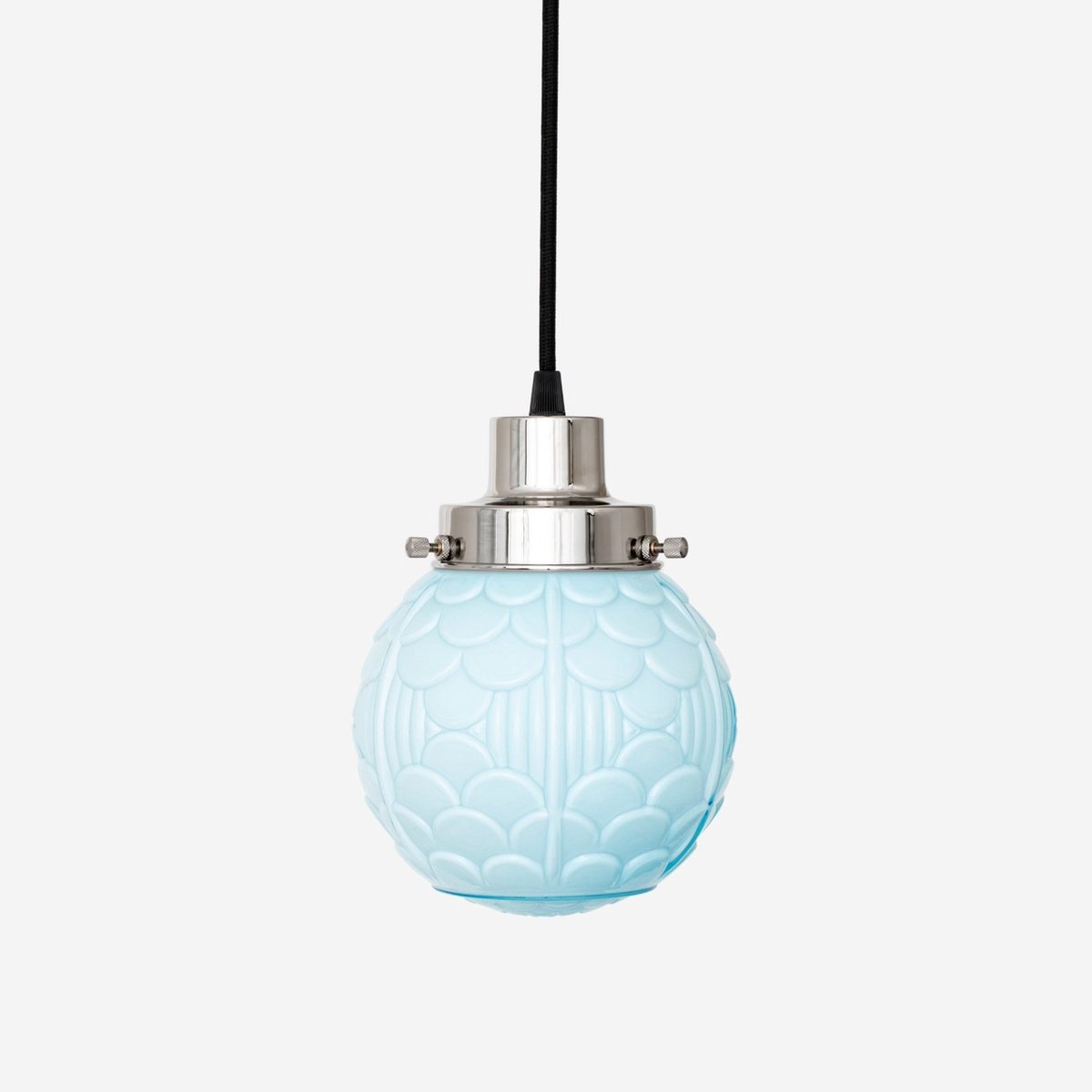 Coloured by Art Hanglamp aan snoer Arcade Misty 20's Nikkel - Art Deco Trade Zachtblauw