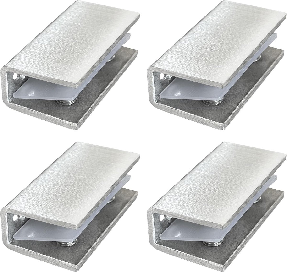 Glazen Plank Clips - Steun Beugels - Montage Planken - Verstelbare Dikte - 8-12mm Glas - Zilver
