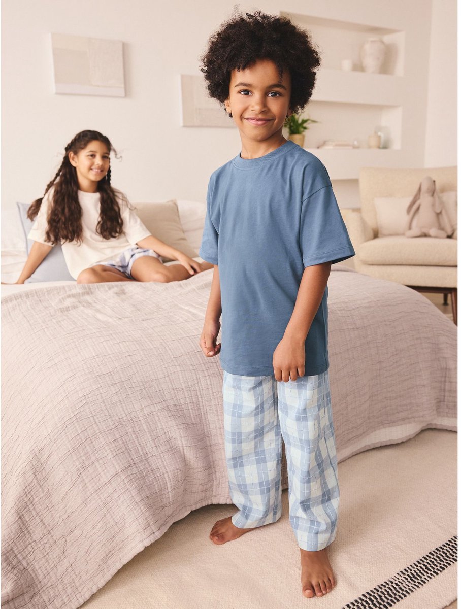 Next - Jongens - Enkele geweven geruite pyjama - Blauw