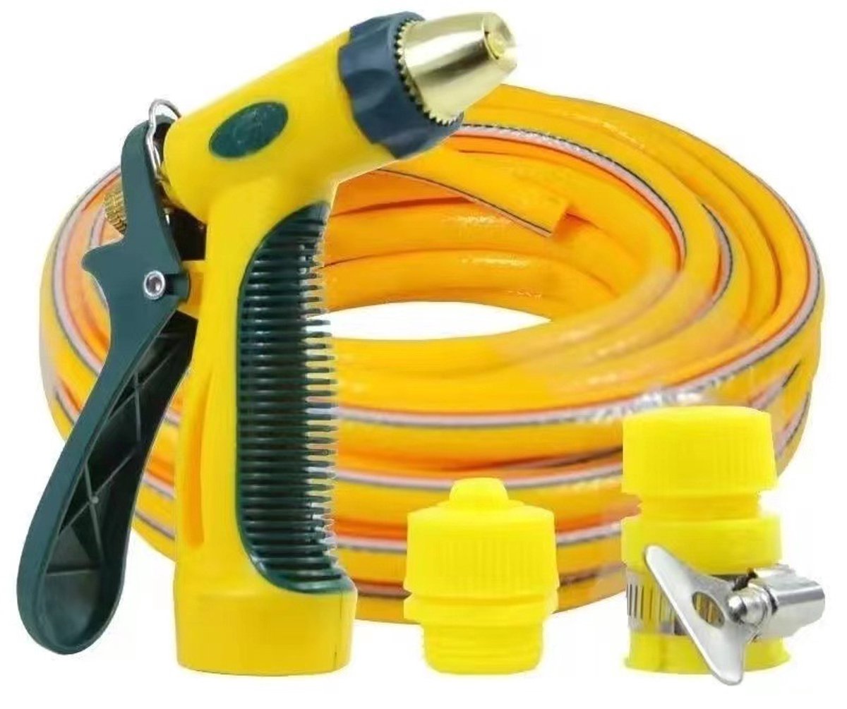 Flexibele tuinslang set – Geel, voor tuinberegening, hoge druk reinigen