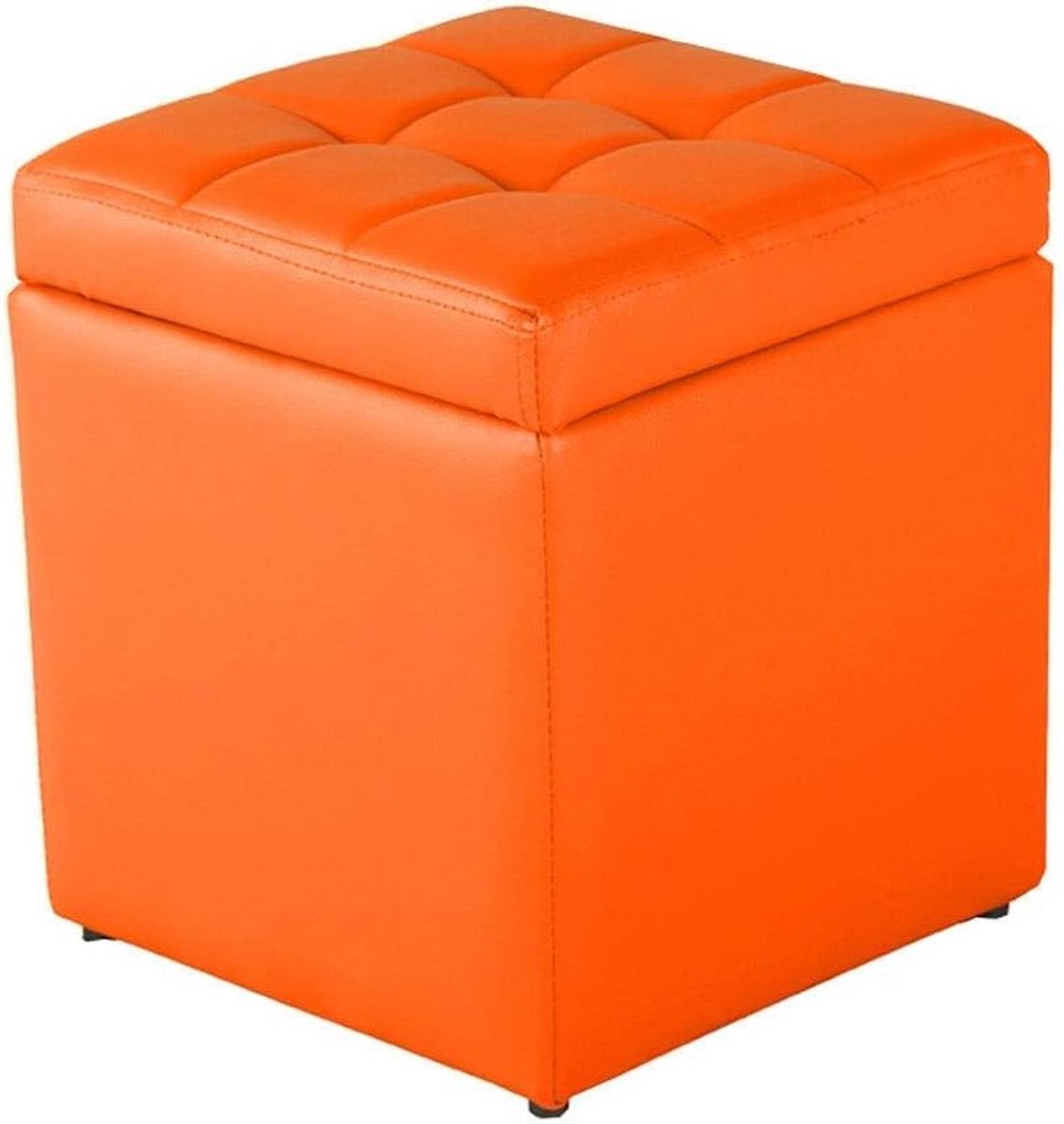 Opbergkruk PU - Voetenbank Poef - Extra Zitting - Met Verborgen Opbergruimte - 30x30x35cm - Paars