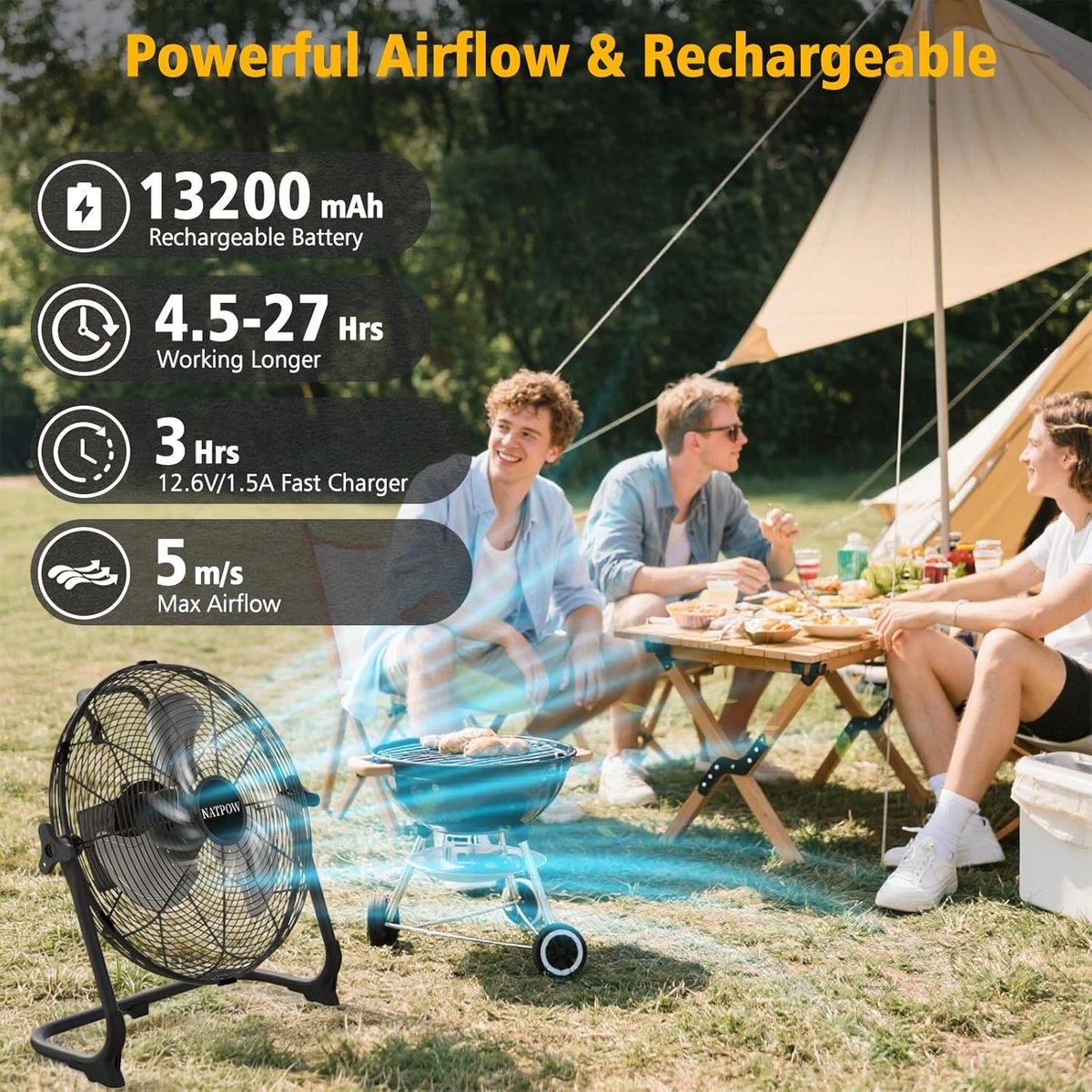 Vloerventilator - Windmachine - Ruimte Koelen - Traploos Kantelbaar - 30 cm - Zwart