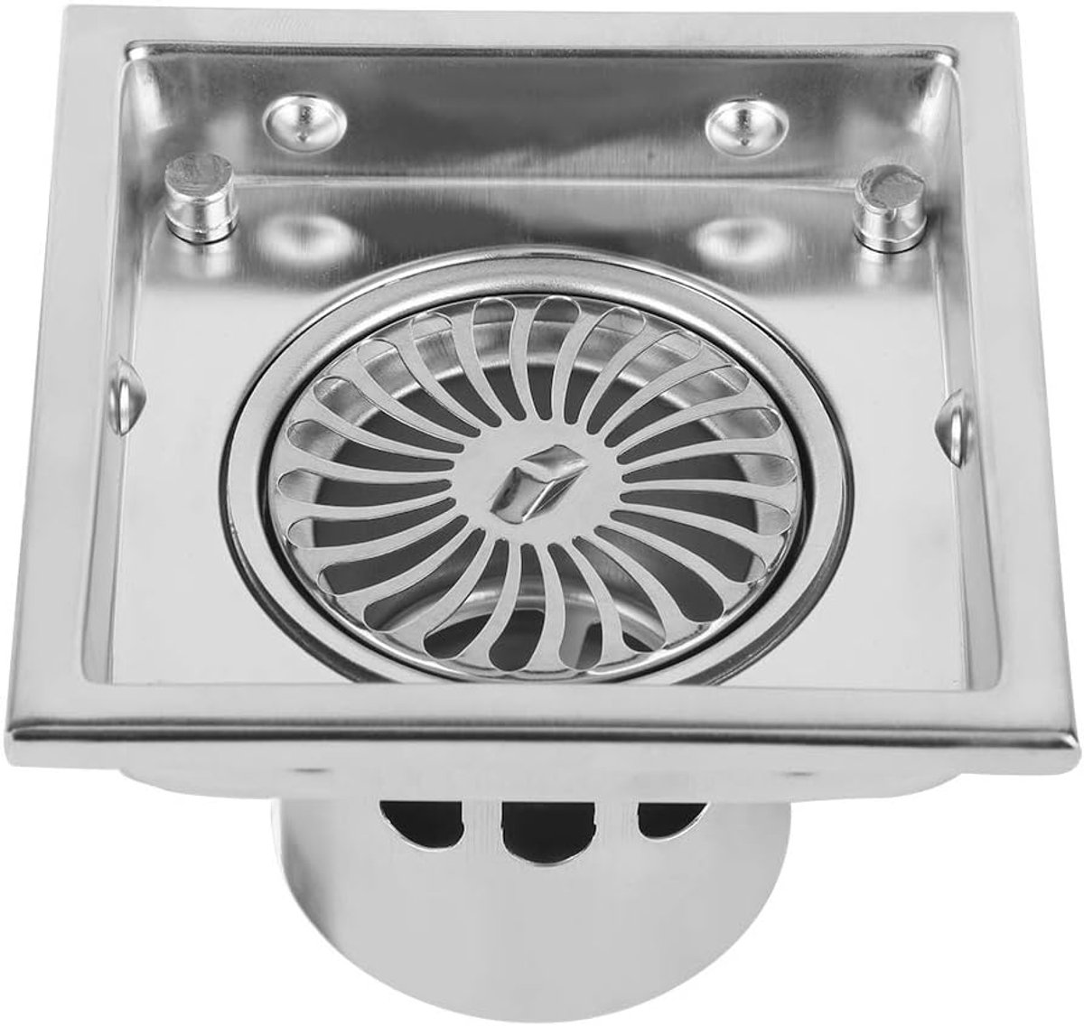 Vloerafvoer Vierkant - Doucheputje Keuken - Snel Water Afvoeren - Verwijderbaar Deksel - 110x110 mm - Zilver