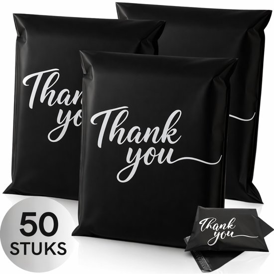 Twenty4seven® Verzendzakken "Thank You" - 50 Stuks & 30x40cm - Polyethyleen & Flexibel - Cadeaus, Webshop & Kleding