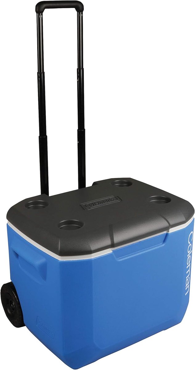 Passieve koelbox - Thermobox ijsbox - Kamperen festivals picknick - Met wielen handgreep - 60 liter capaciteit - Blauw — afbeelding 5