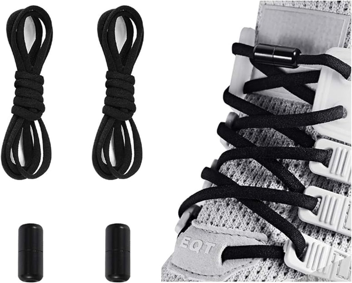 Elastische Schoenveters met Metalen Draaisluiting - Zonder Strikken - Comfortabele Elastische Veters voor Kinderen, Volwassenen & Senioren - Instap Schoenen Systeem