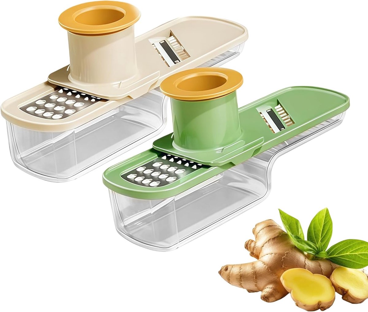 Keuken Snijder - Groente Rasp - Maaltijd Prep - Met Opvangbak - 16 x 4.5 cm - Wit Groen