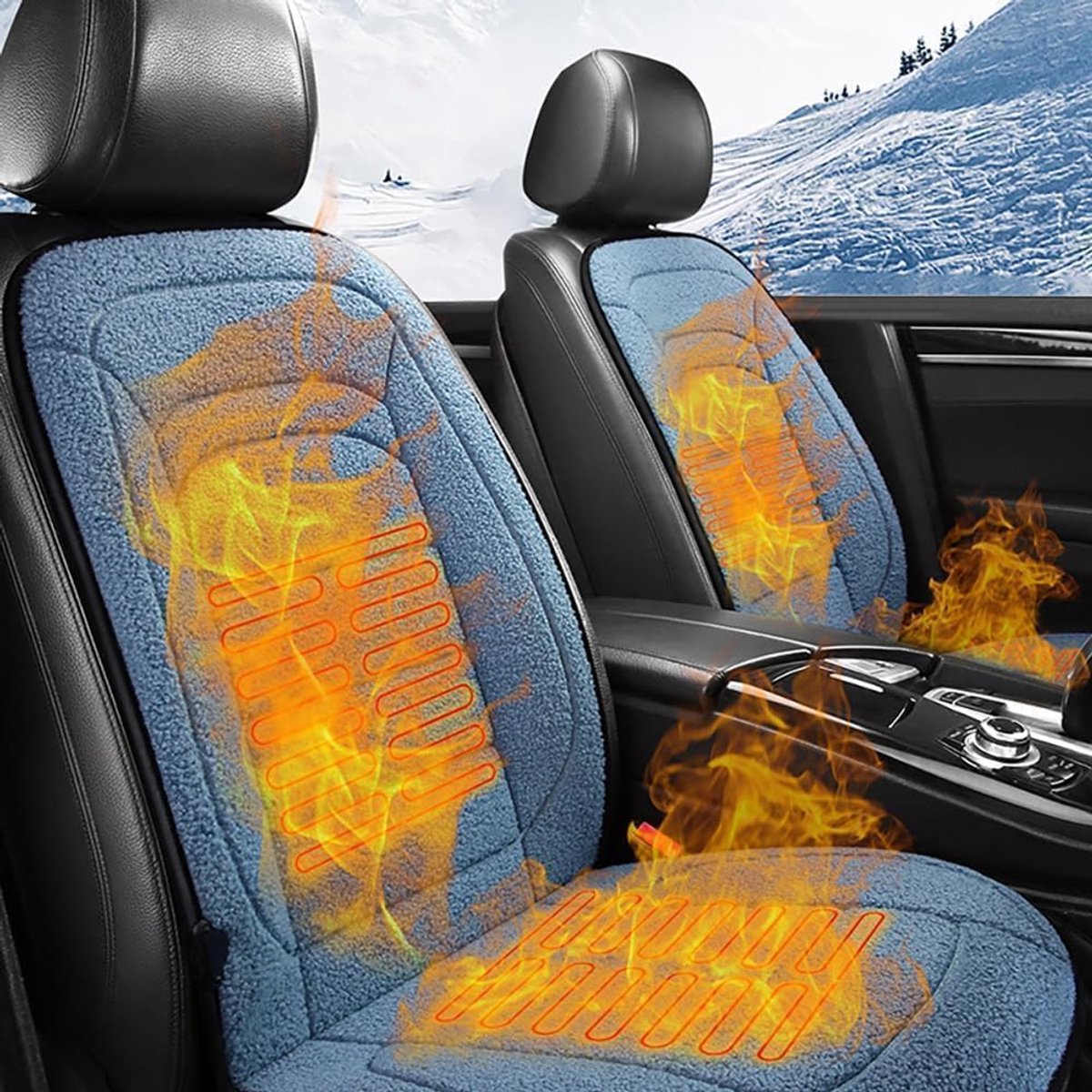 Autostoelkussen - Stoelverwarminghoes - Comfortabel Rijden - Snel Verwarmend - Universeel Formaat - Zwart