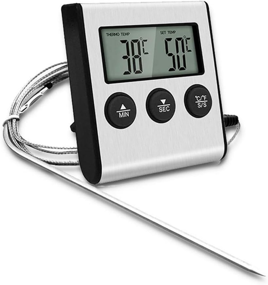 Digitale Keukenthermometer - Vlees Grill Oven - Precisie Koken - Draadloze Afstandsbediening - 110mm Sonde - Zwart